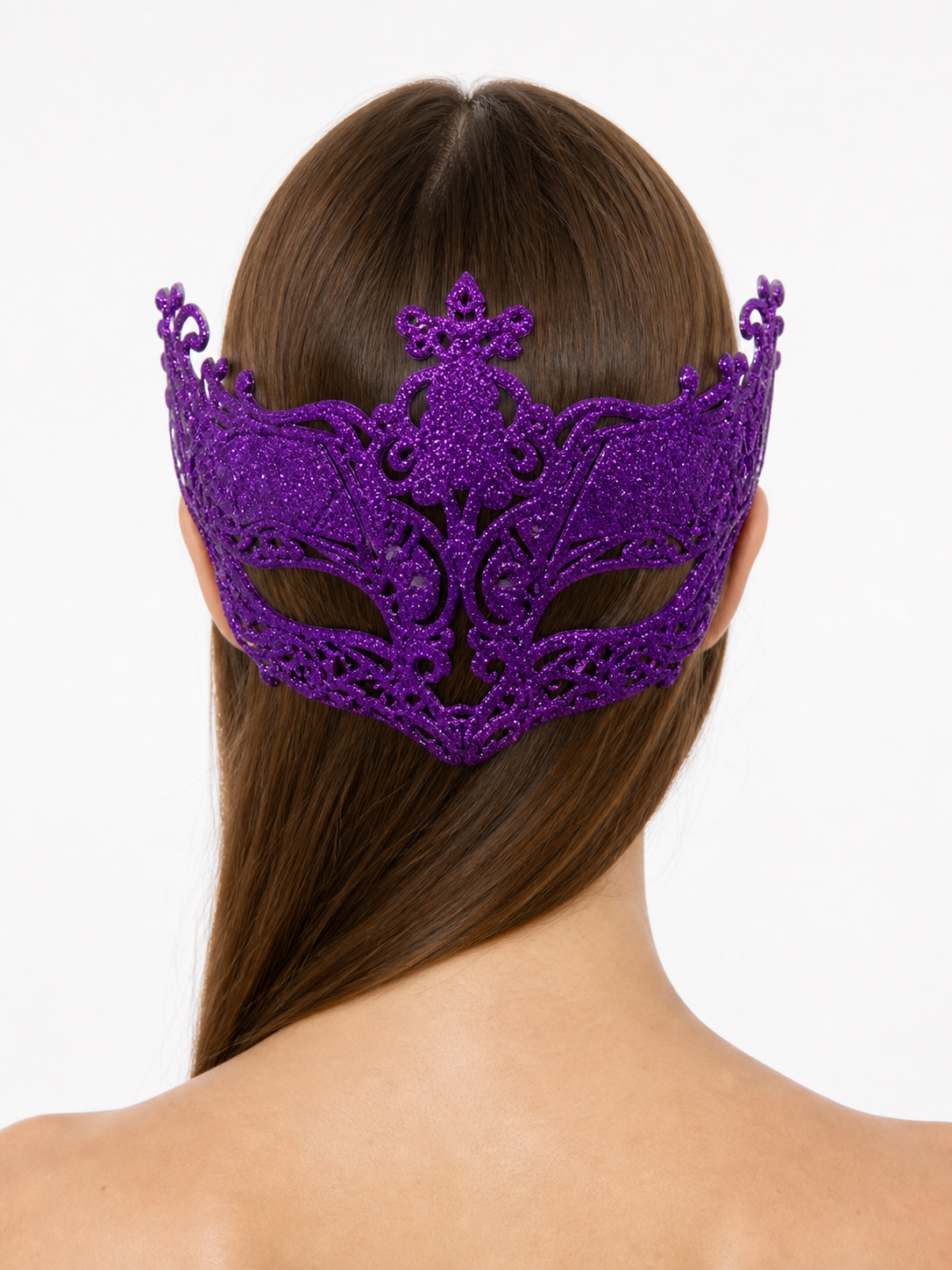 Purple glitter carnival tiara back view 2