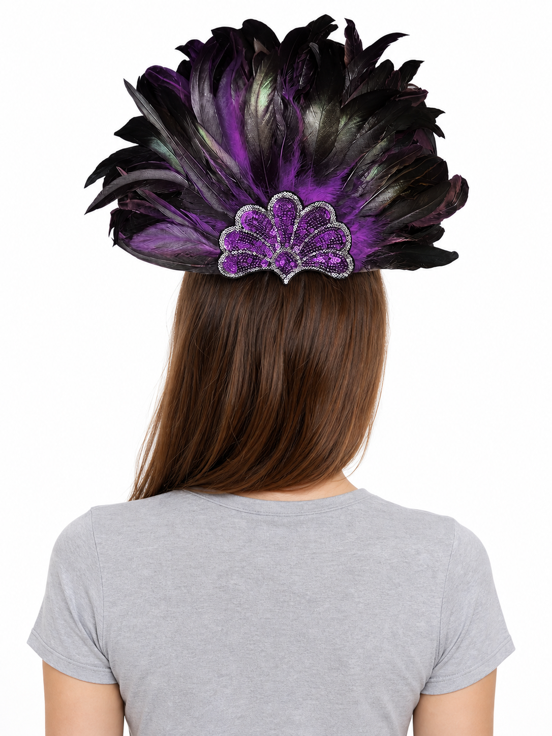 Carnival Headpiece with Purple Feathers