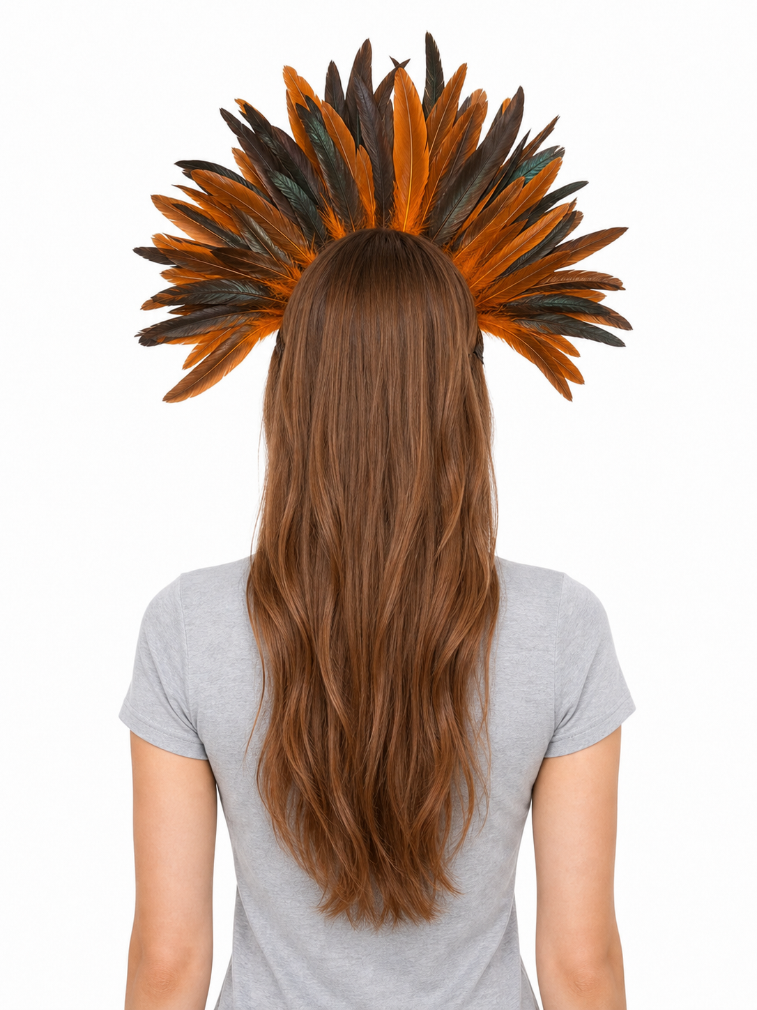 Carnival Headpiece with Orange Feathers