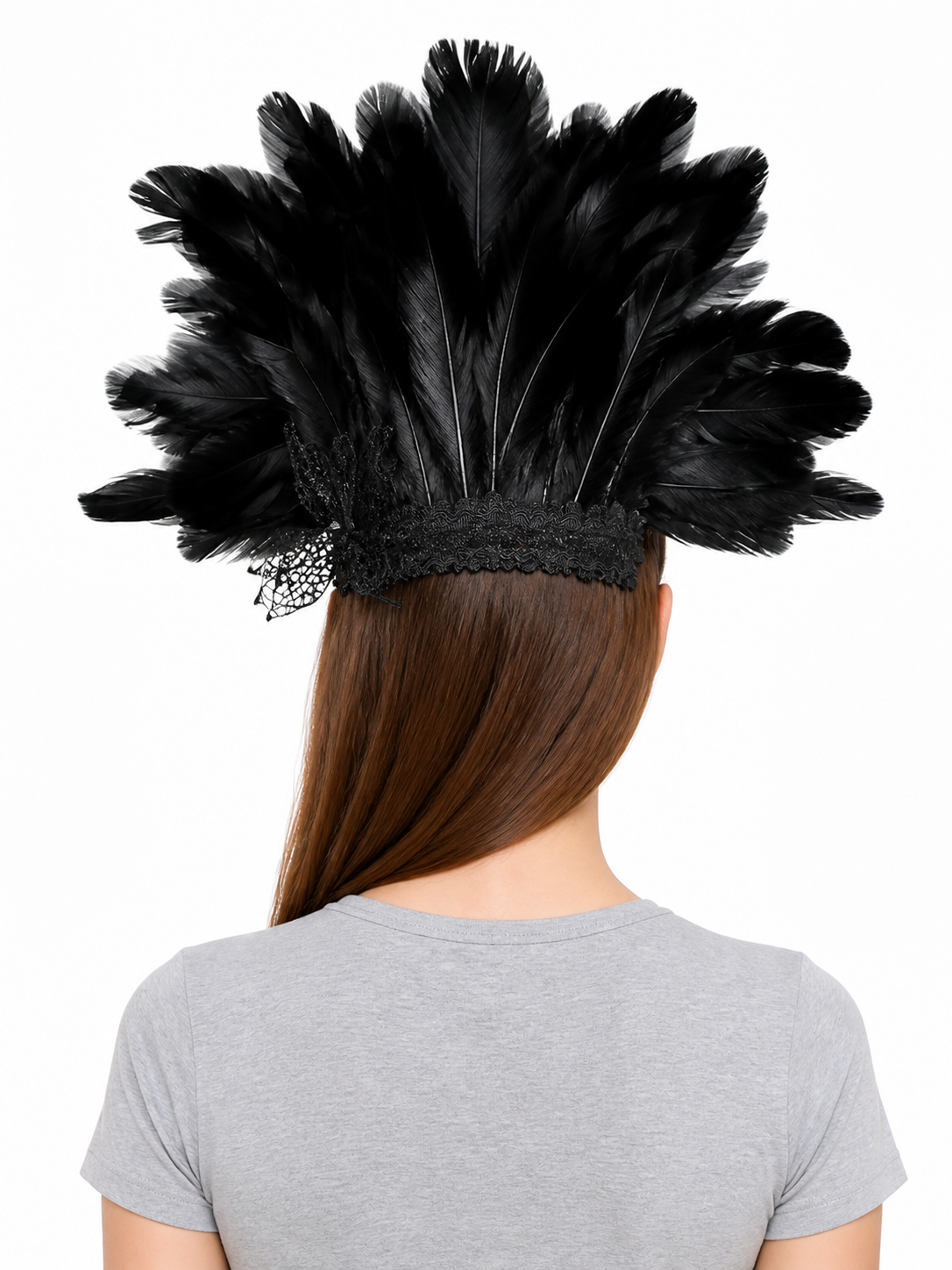 Carnival Mask with Black Feathers and Glitter