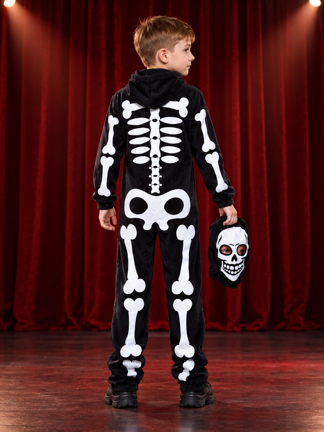 Kids' Skeleton Costume with Mask and Hood