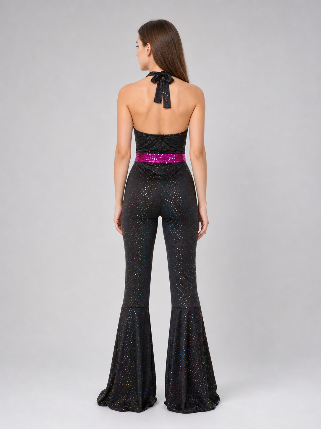 Sequined Jumpsuit with Flared Pants