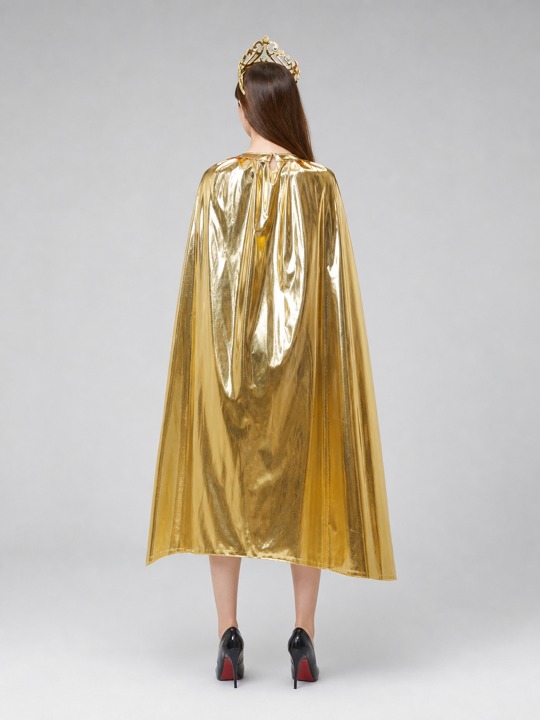 Golden Carnival Cape with Decorative Crown