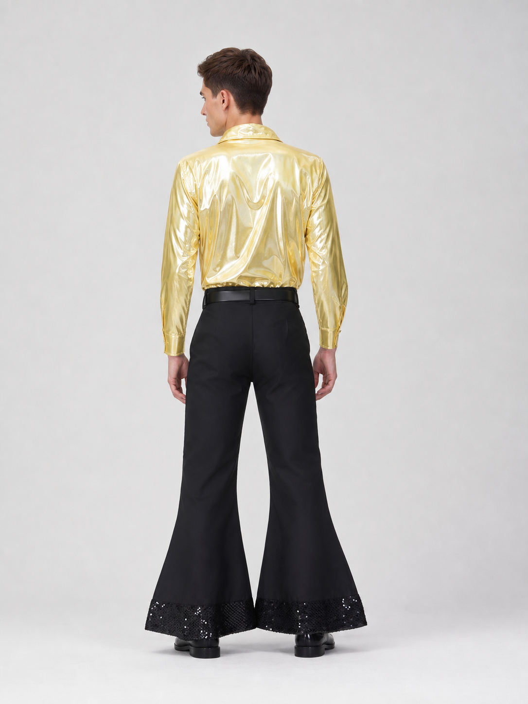 Retro Party Costume: Shirt and Flared Pants back view
