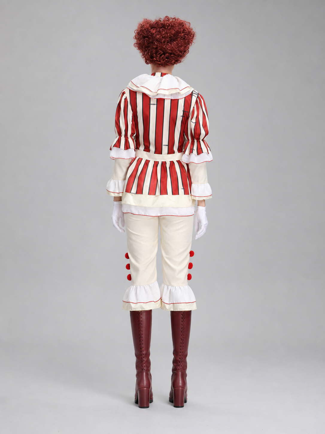 Striped Pennywise Clown Carnival Costume back view