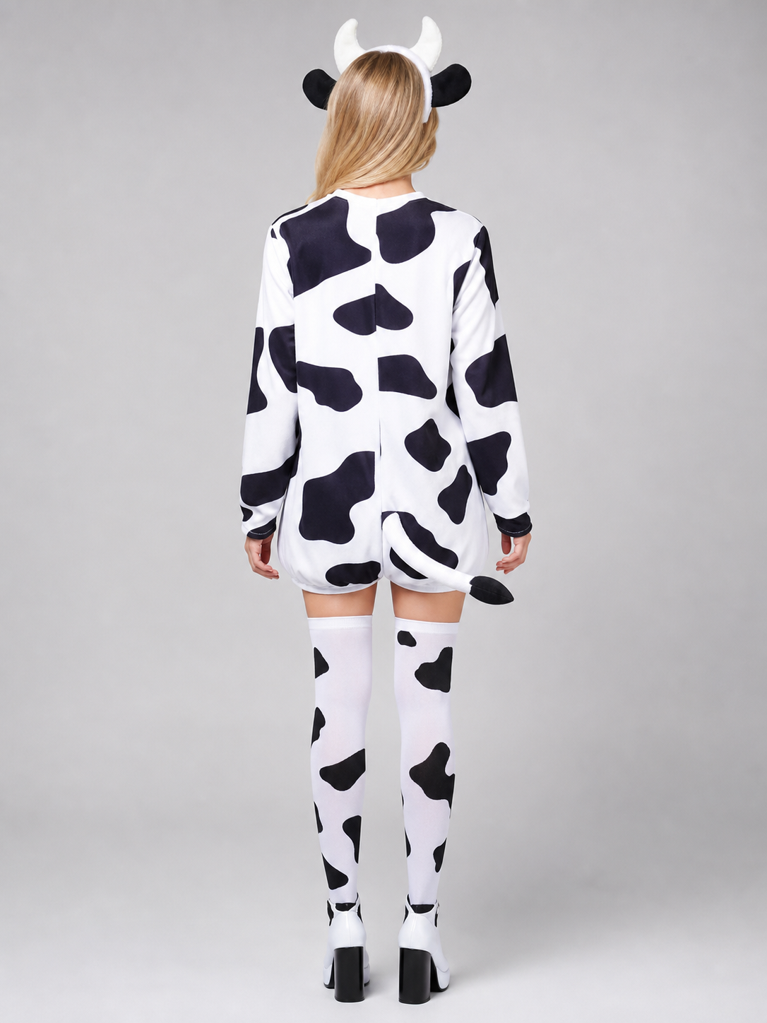 Adult Cow Costume with Headband, Tail, and Leg Warmers