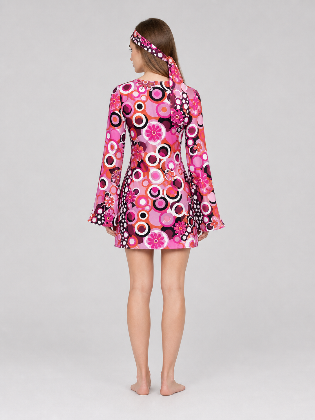 Carnival Costume: Dress with Headband in Retro Style back view