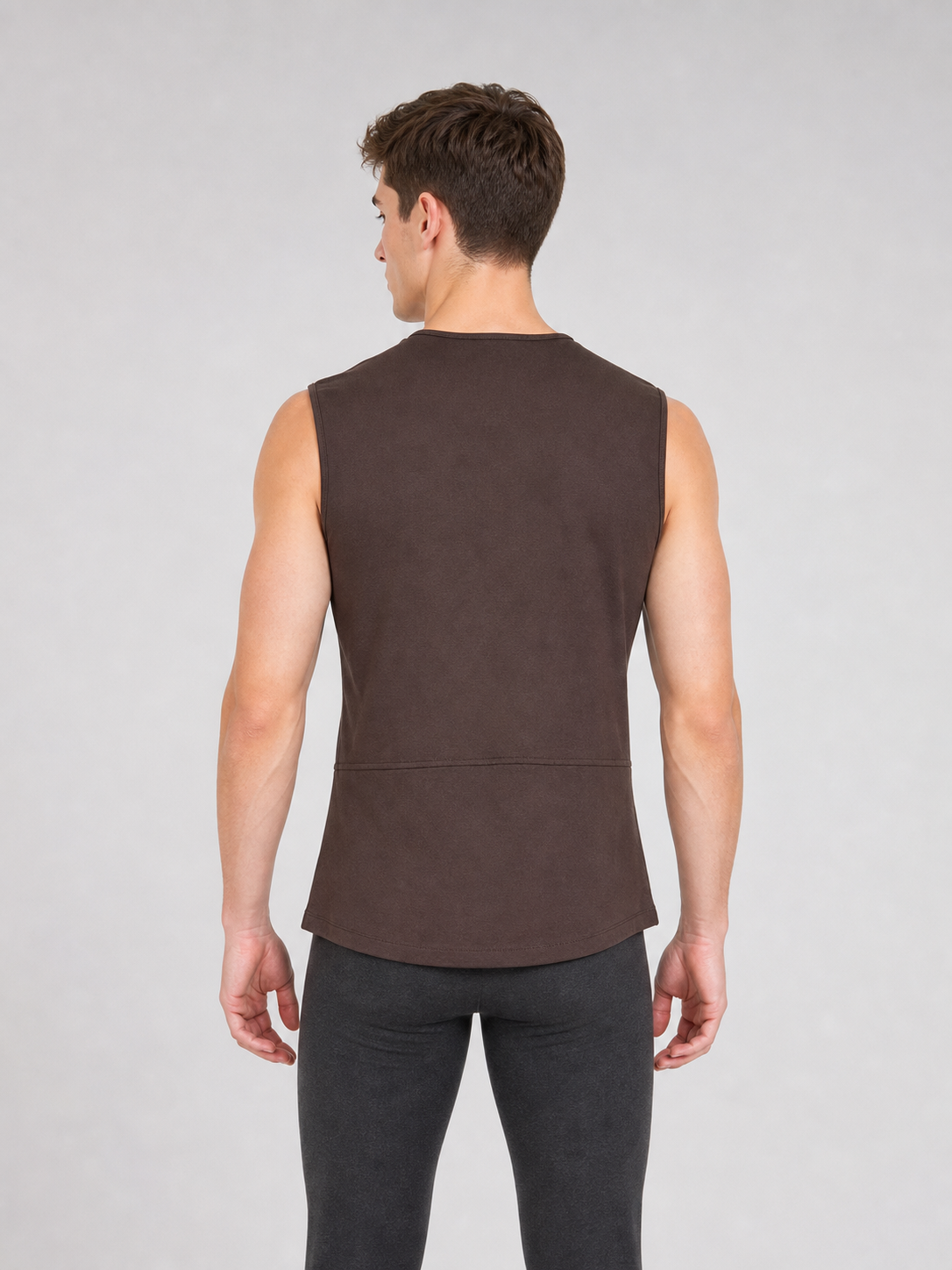Dark Brown Lace-Up Suit Vest back view