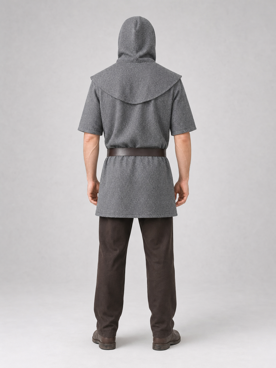 Silver Hooded Tunic Top with Wide Belt back view 3