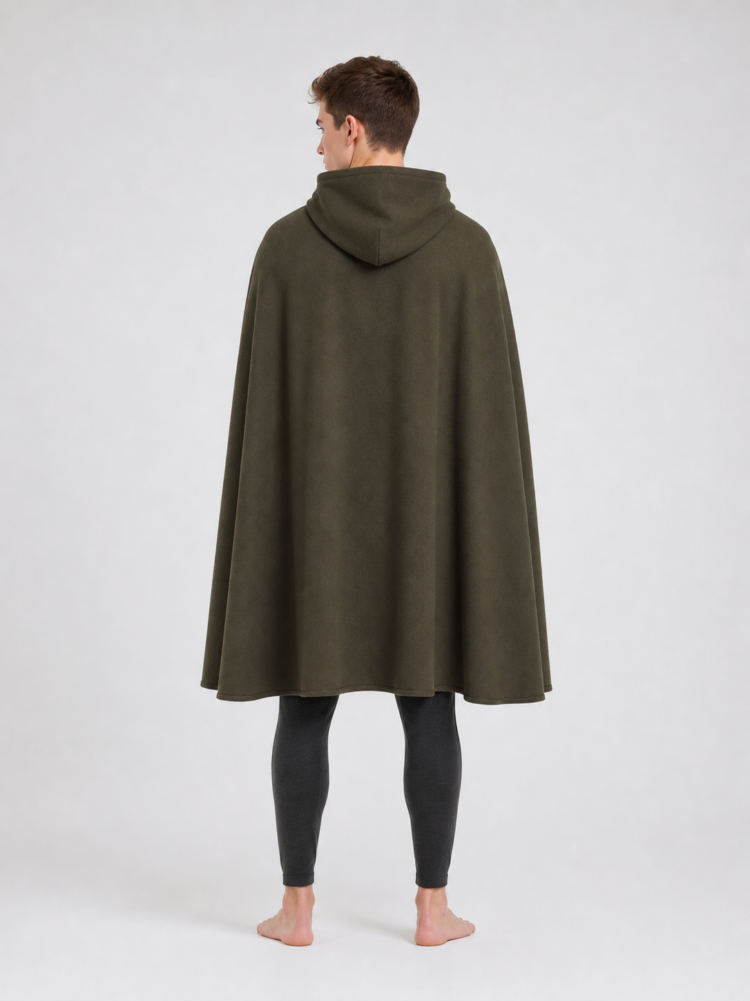 Long Olive Hooded Cloak for Cosplay