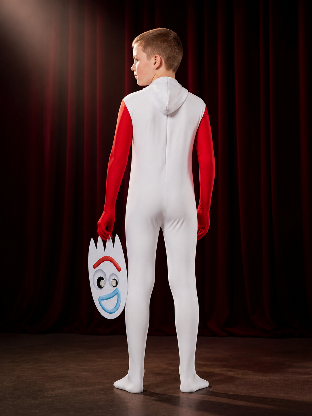 Forky Costume Bodysuit with Mask, Toy Story 4 Character Cosplay Outfit for Kids back view