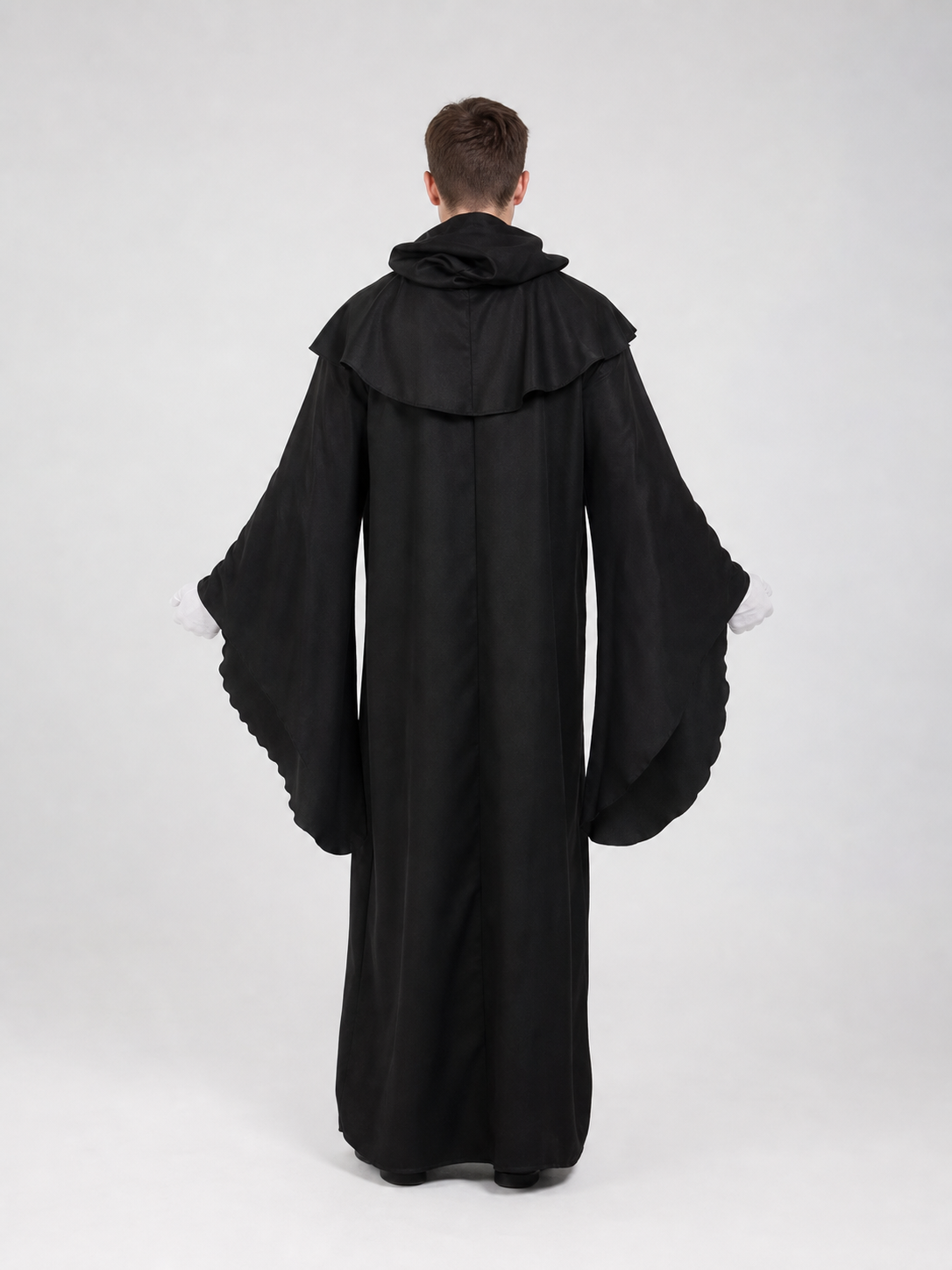 Halloween Costume: Black Hooded Robe back view