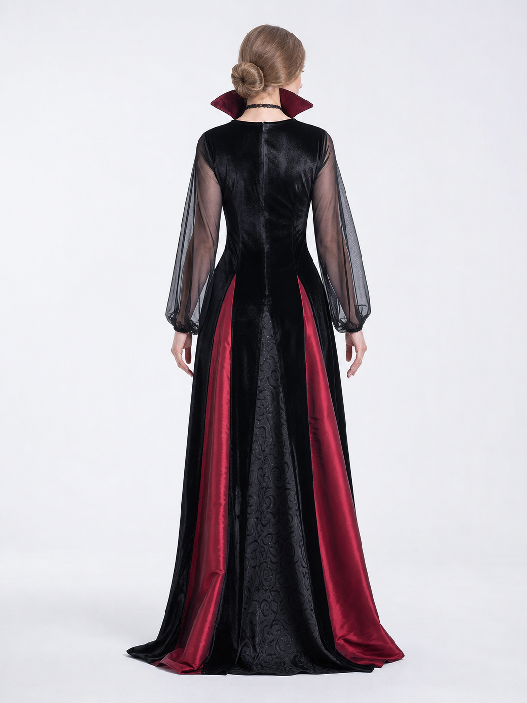 Gothic long dress for cosplay and masquerade back view 2