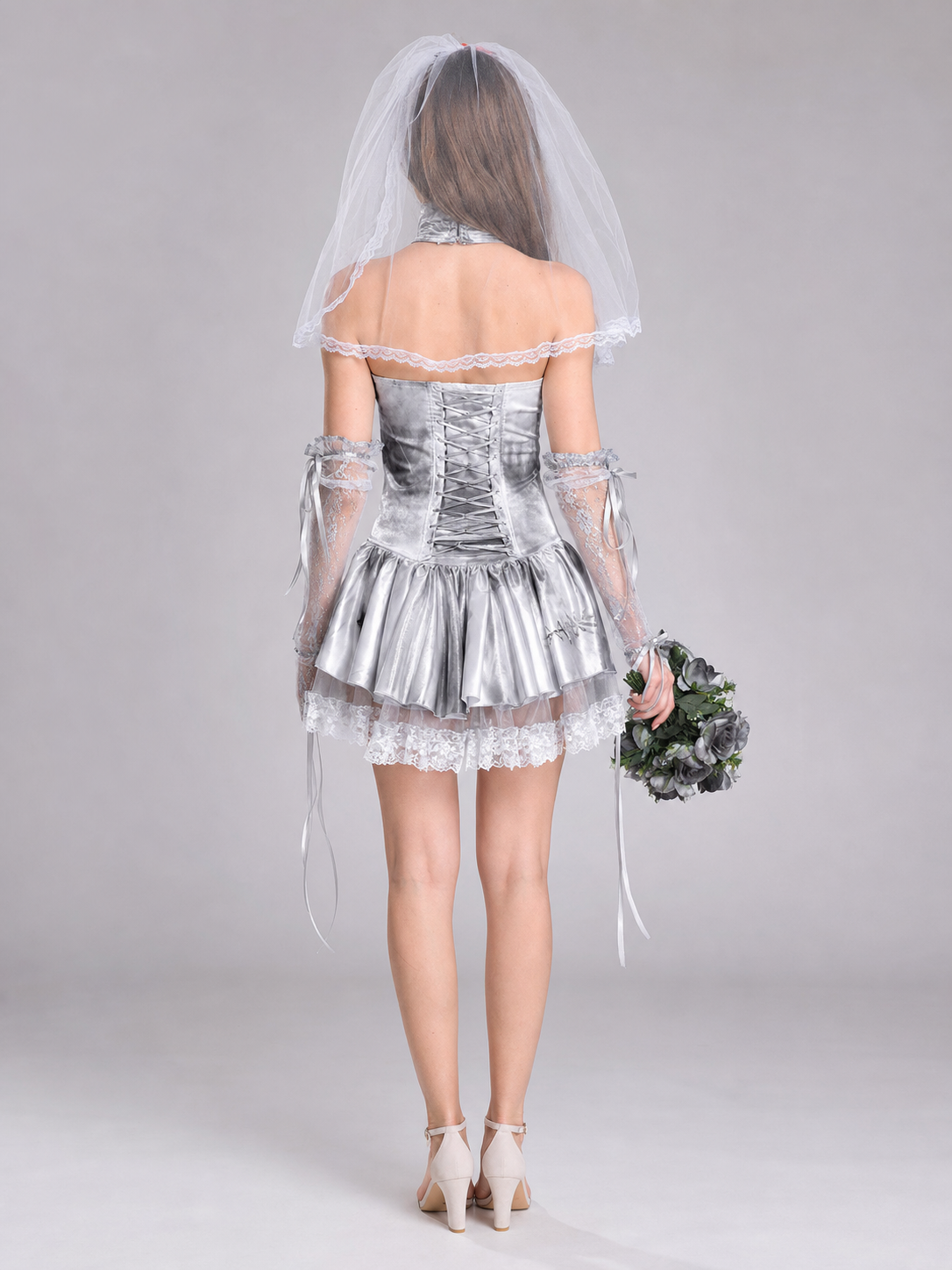 Gothic Costume with Veil for Halloween and Cosplay