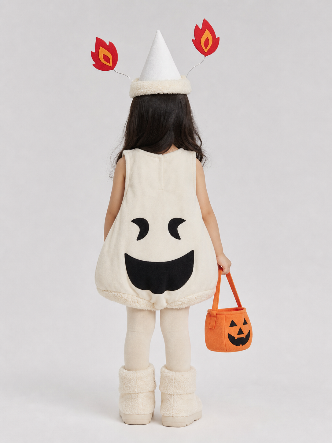 Halloween ghost costume with a hat and bag
