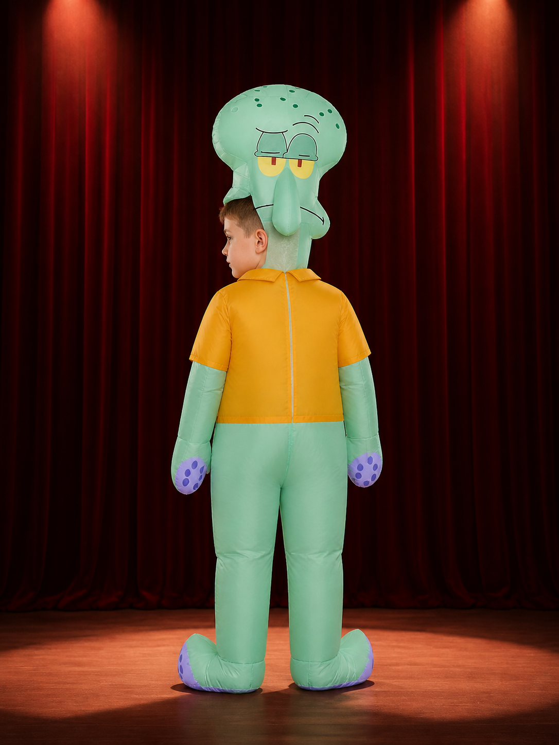 Kids Cartoon Octopus Inflatable Jumpsuit Costume for Halloween back view