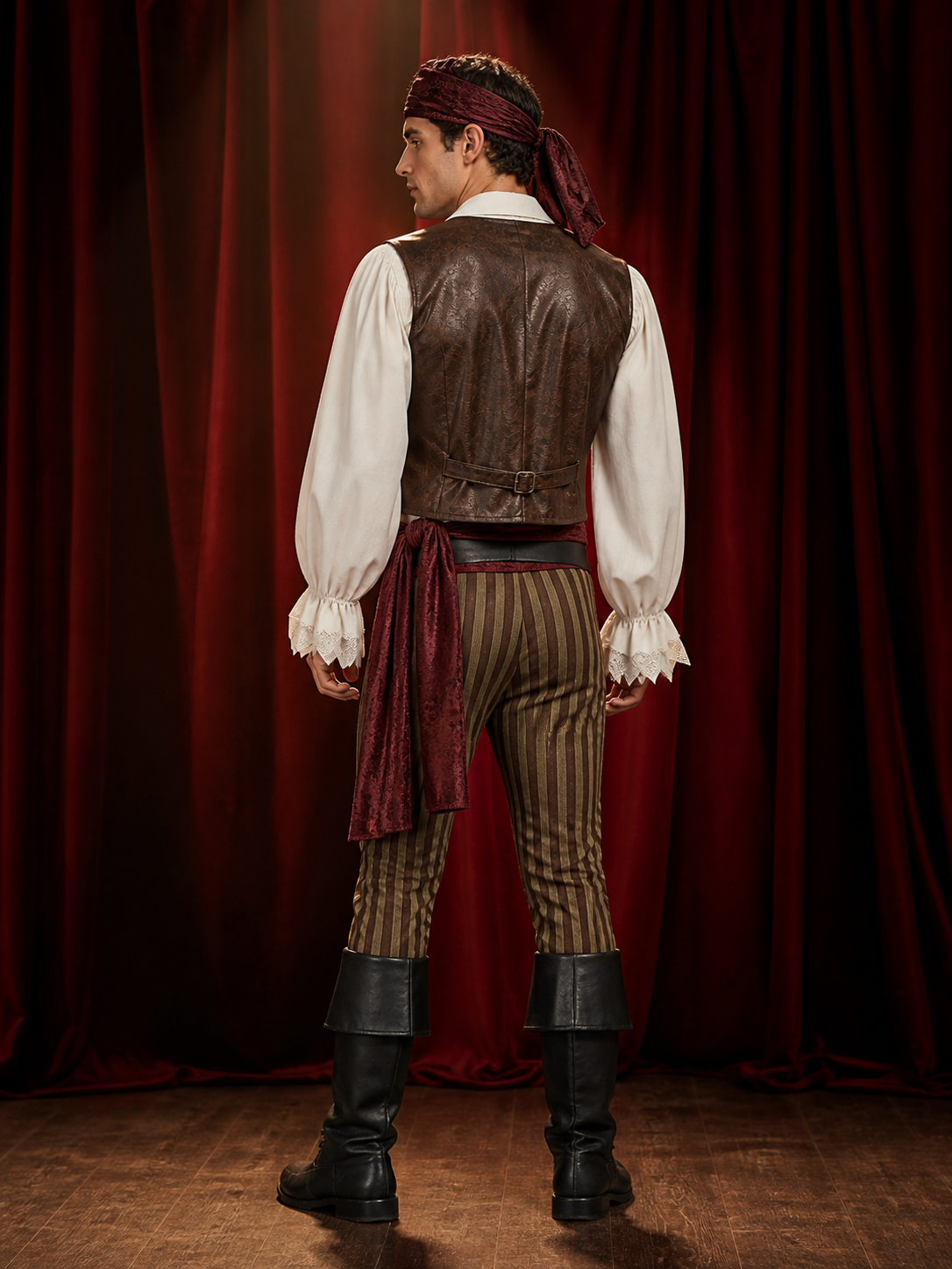 Pirate Costume with Vest for Cosplay and Halloween back view
