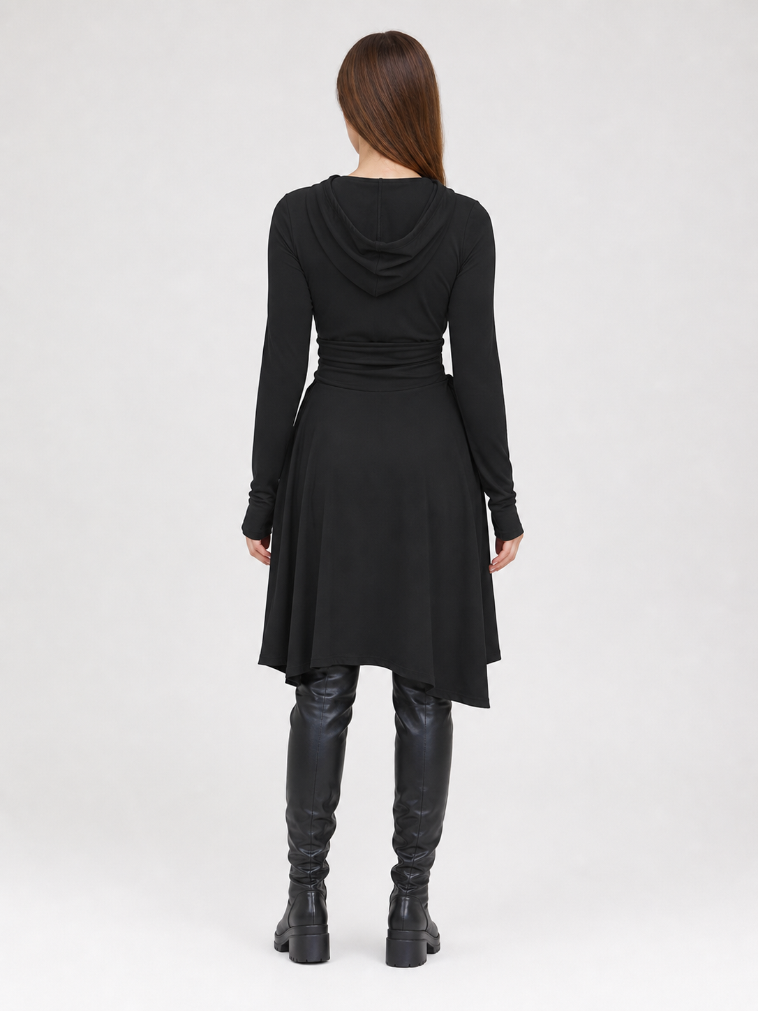 Black medieval-style hooded tunic