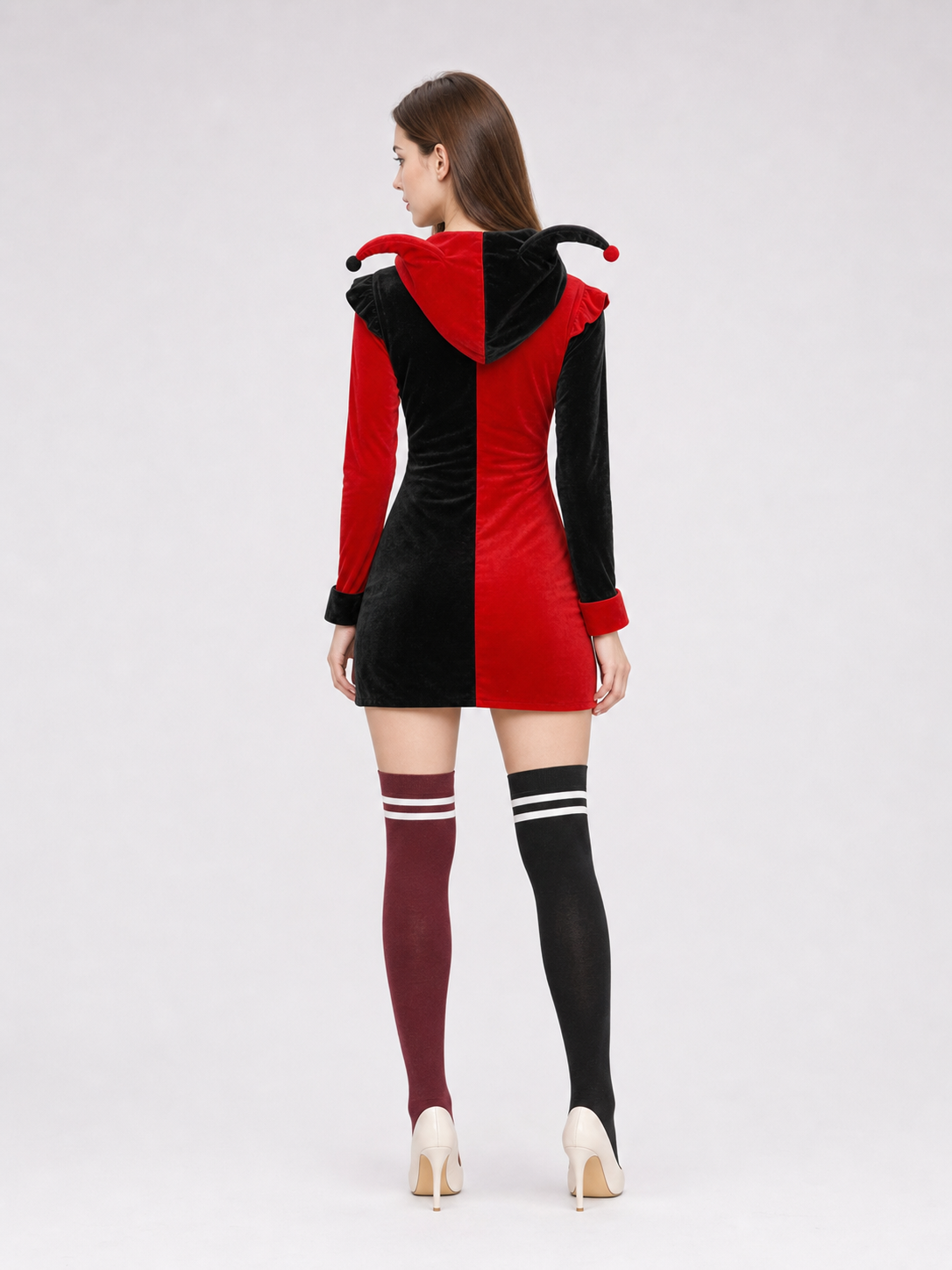 Clown Costume Hooded Dress for Halloween back view