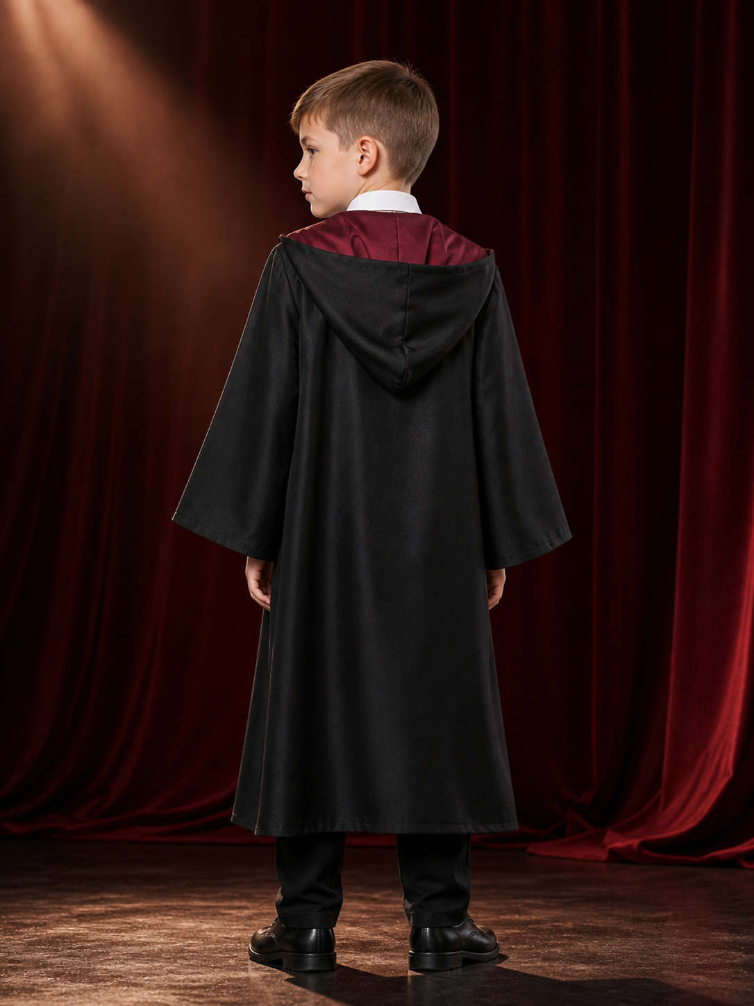 Kids Hooded Wizard Robe Costume Set, 3-Piece Halloween School-Themed Outfit