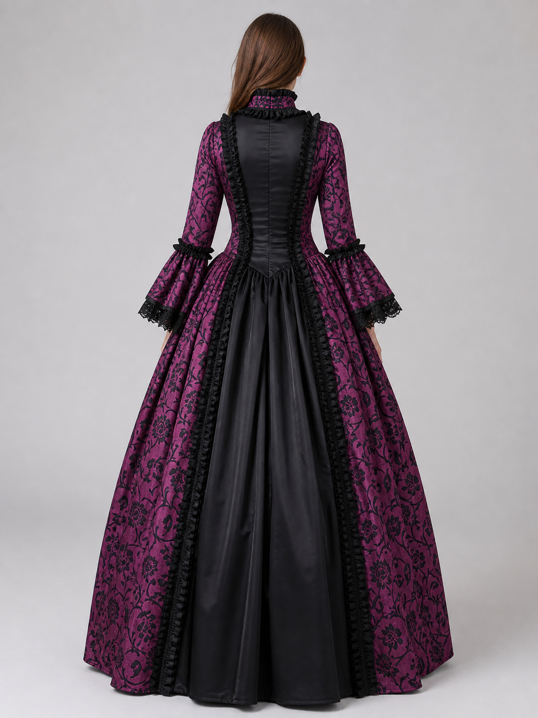 Gothic Victorian-style dress with a full skirt back view