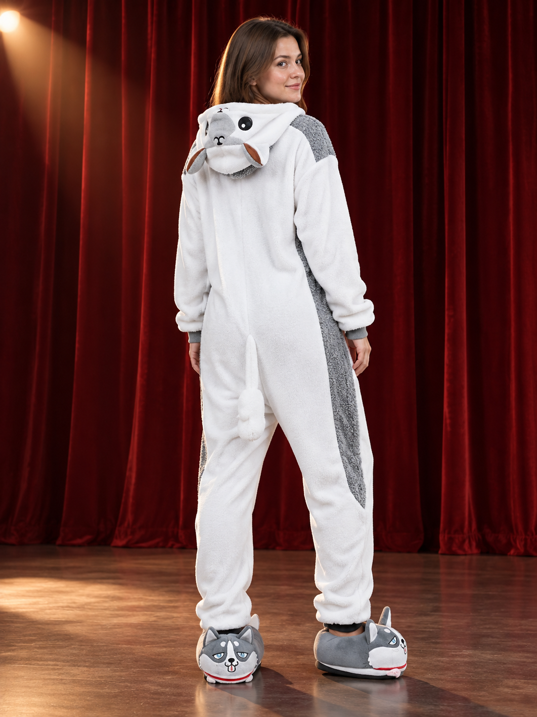 One-Piece Pajamas with a 3D Animal-Face Hood