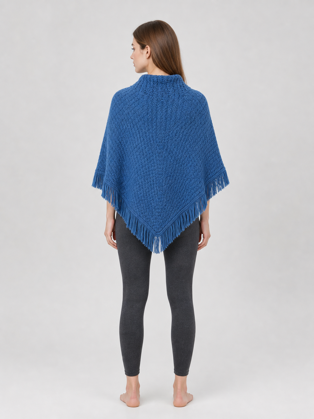Blue Triangular Wool Shawl Cape