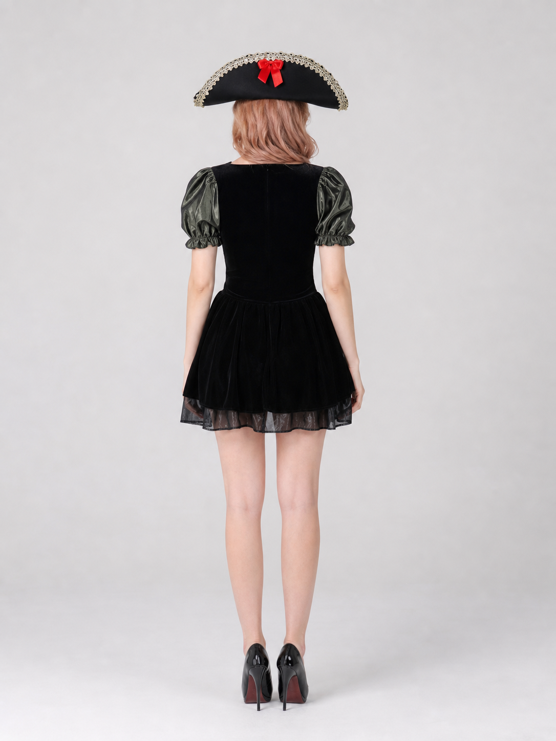 Pirate Carnival Costume with Dress and Hat back view