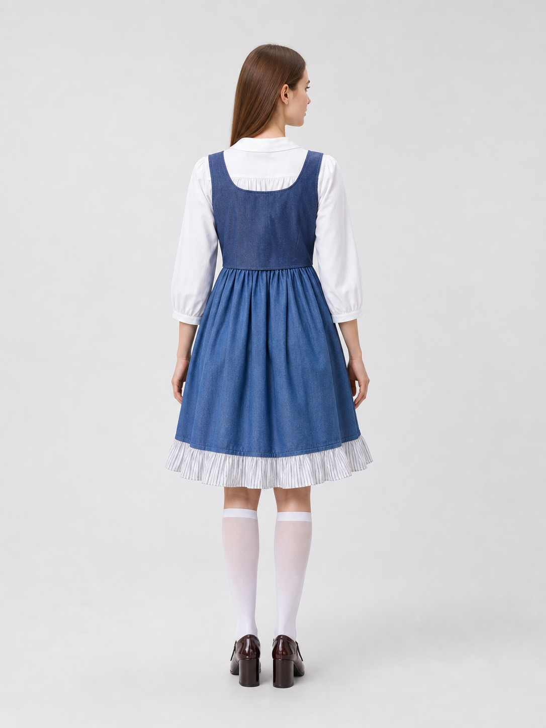 Folk-Style Carnival Costume: Blue Dress back view