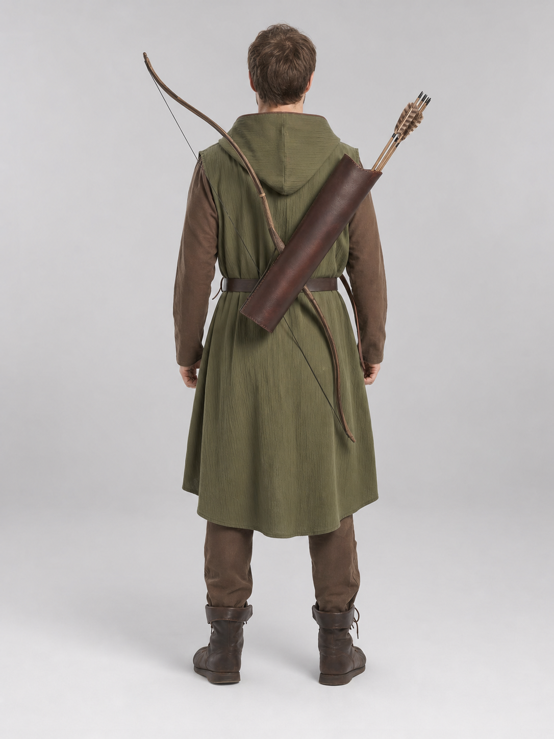 Medieval Cotton-Linen Hooded Tunic back view 2