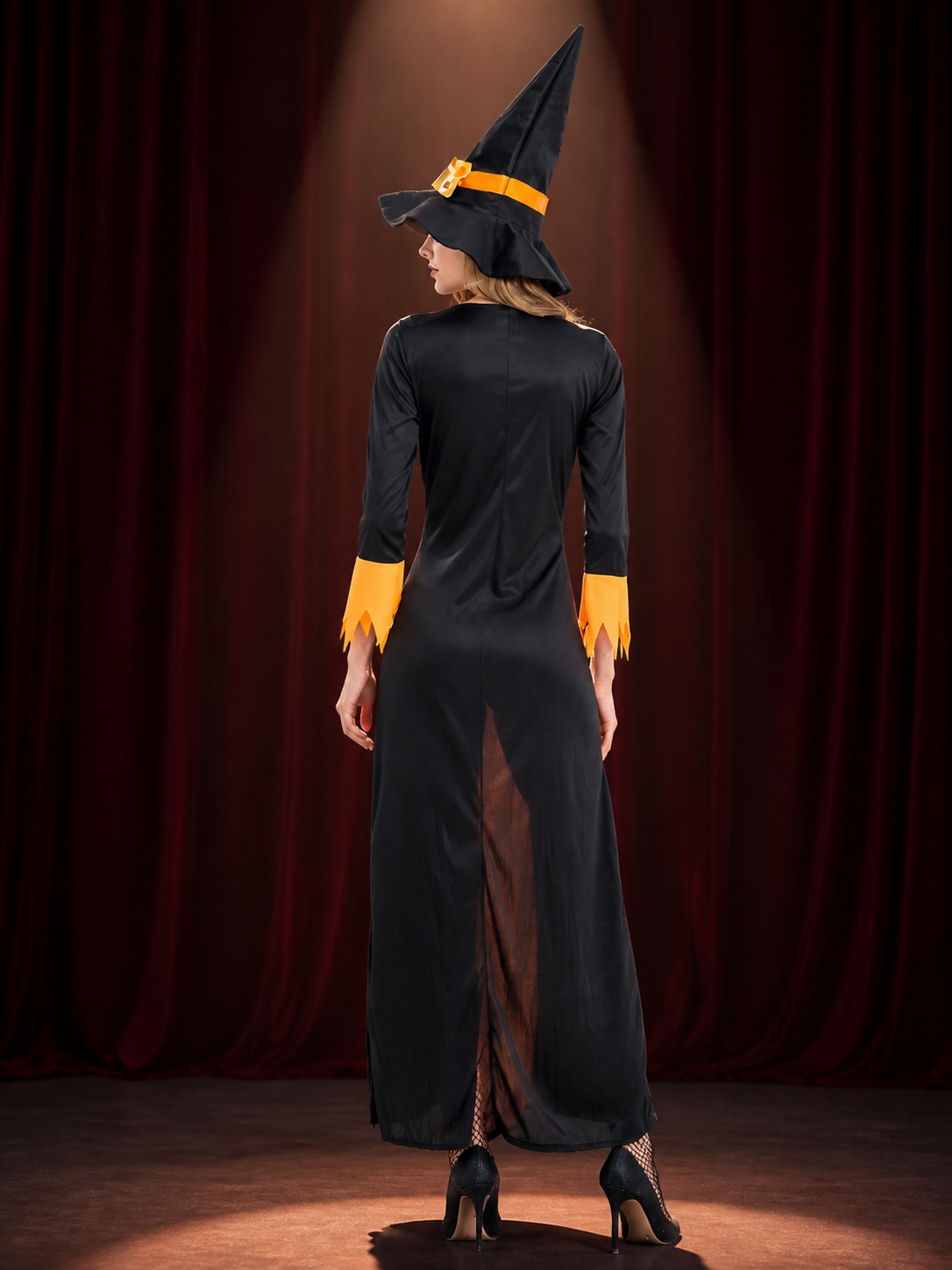 Witch Costume with Long Dress and Hat for Halloween