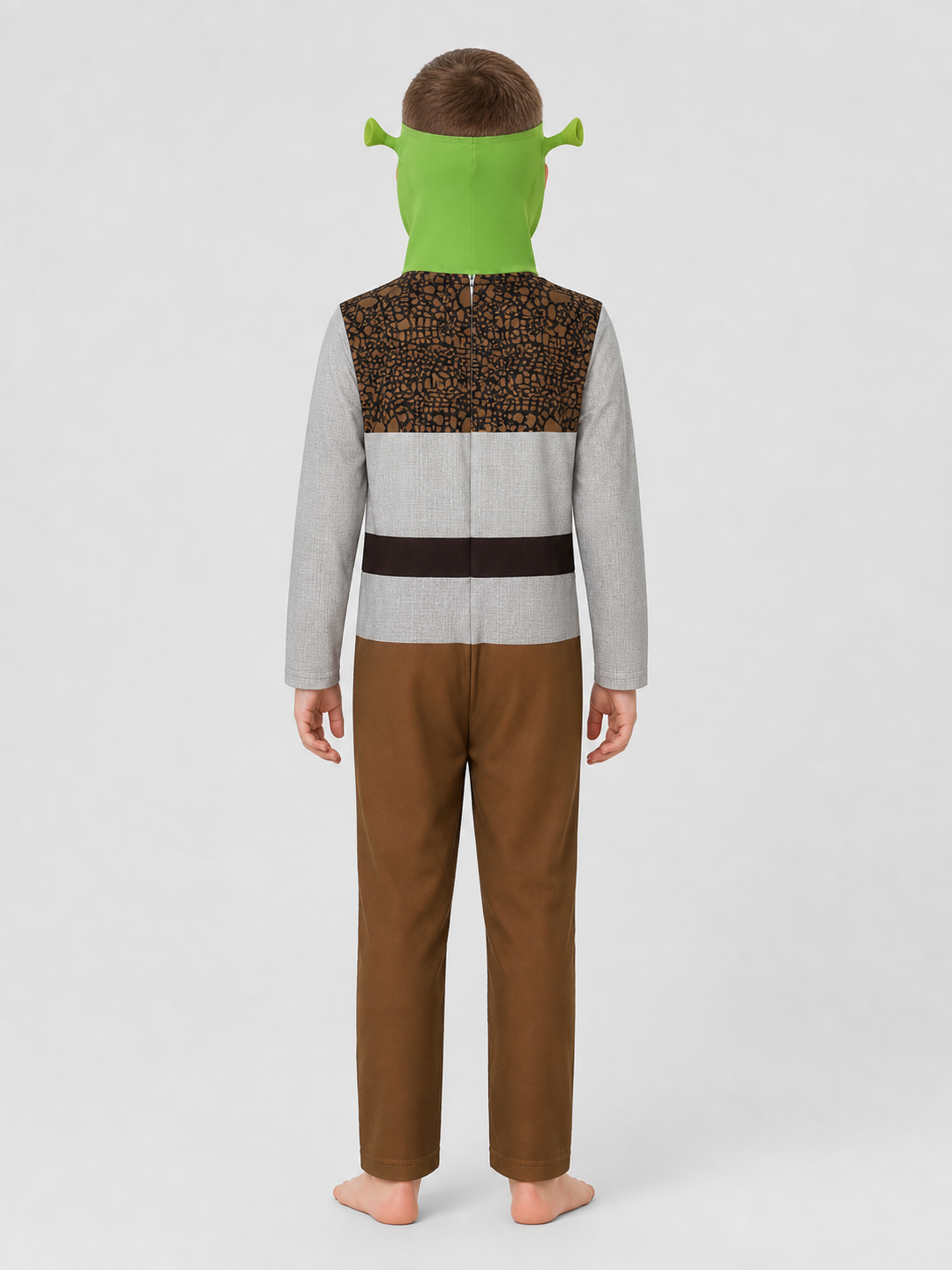 Shrek Character Costume with Mask and Vest back view
