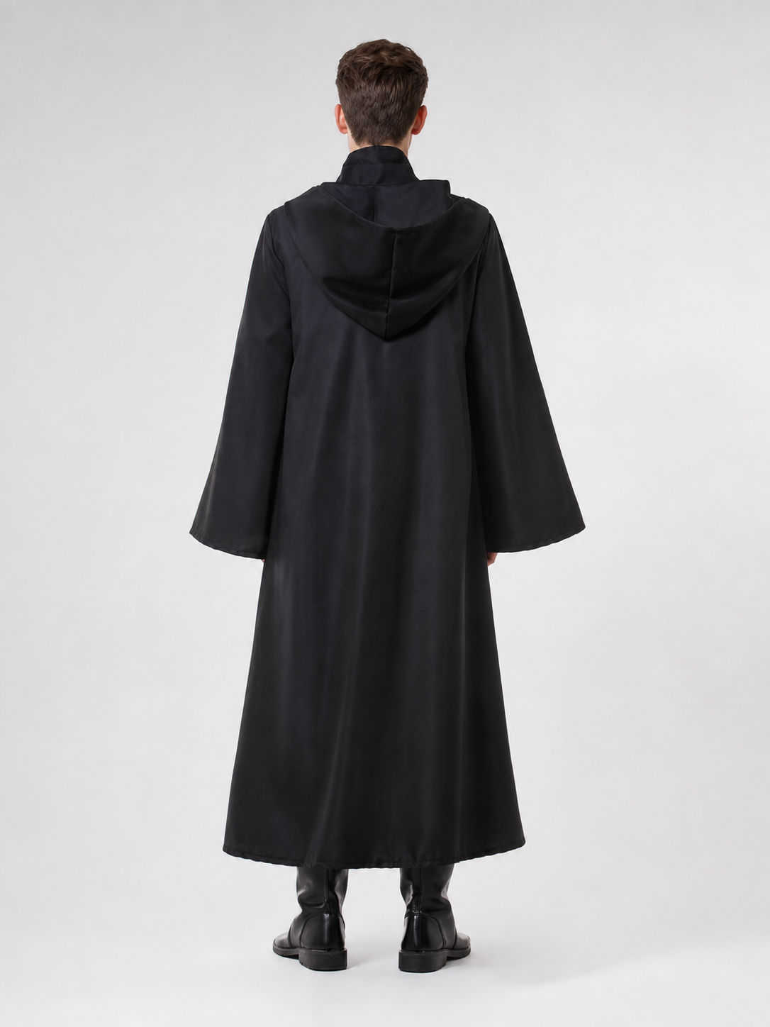 Costume set with a long robe and hood back view