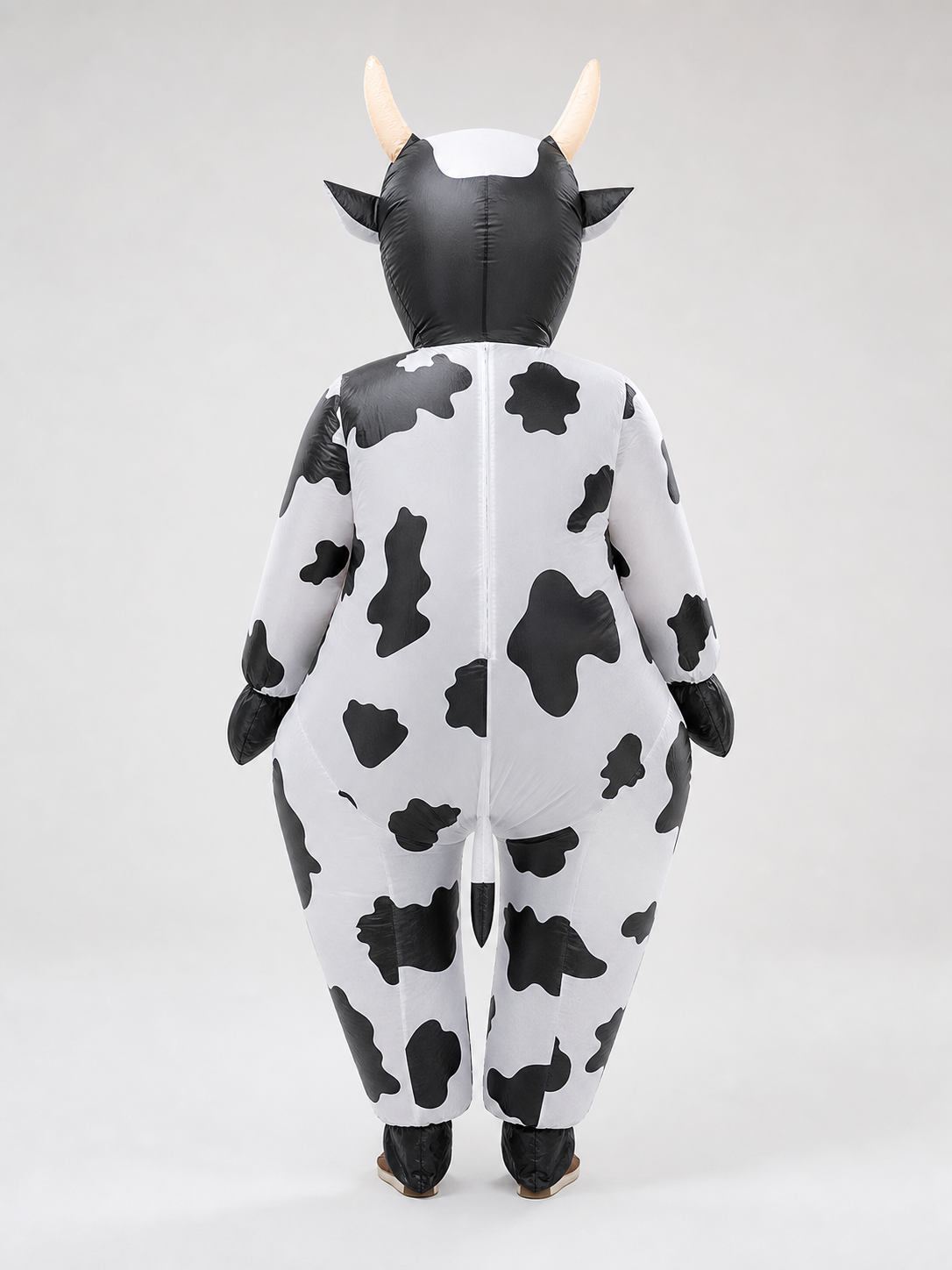 Cow costume jumpsuit with hood back view