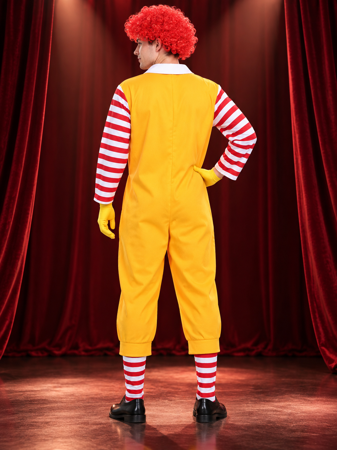 Clown Costume with Red Wig and Gloves