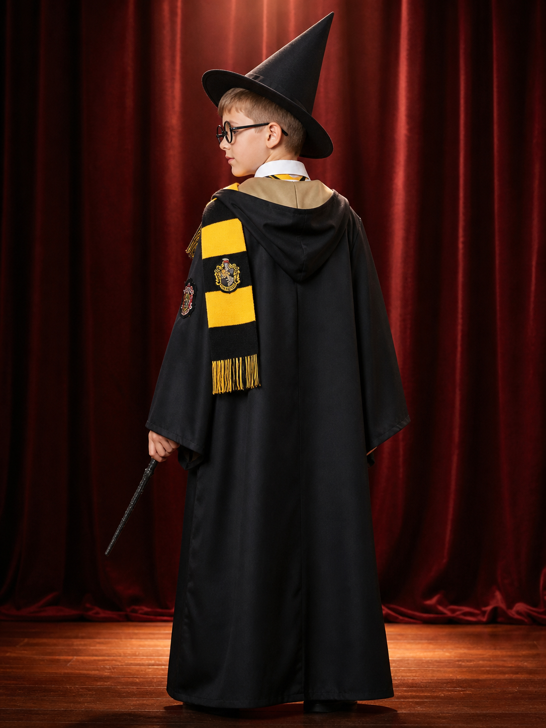 Hufflepuff Wizard Costume with Hood for Cosplay