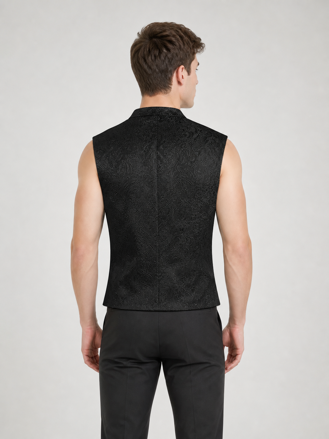 Double-Breasted Vest with a Jacquard Pattern for a Standout Look