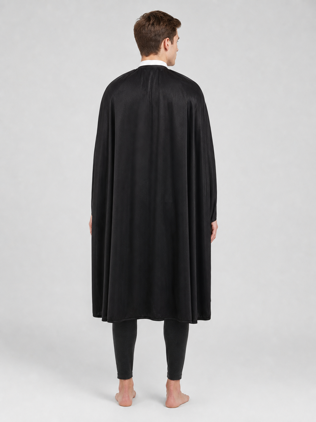 Black Long Cape Cloak for Halloween and the Stage back view
