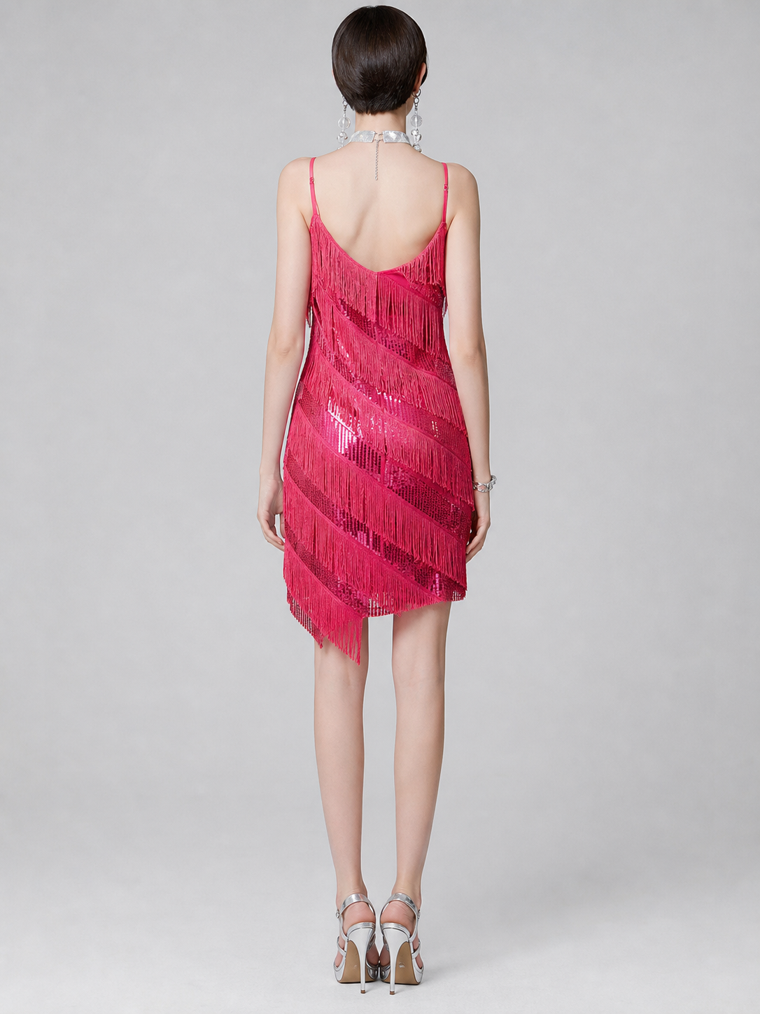 1920s-Style Fringe Party Dress back view