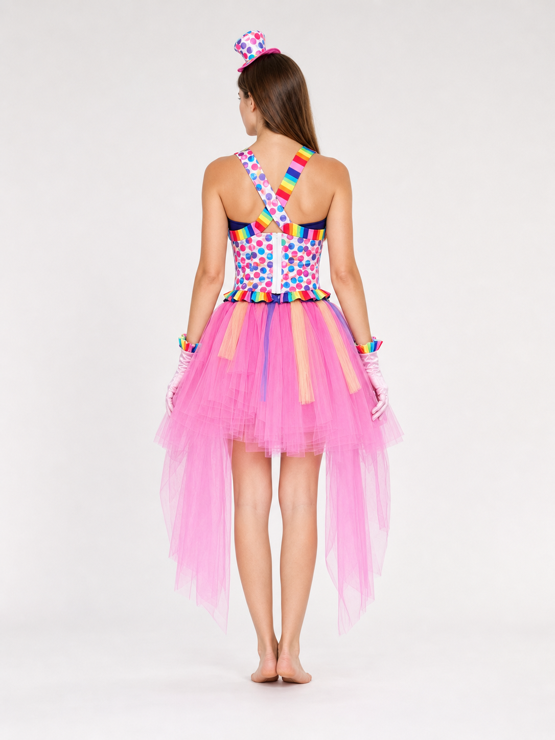 Carnival Clown Costume with a Full Skirt and Accessories