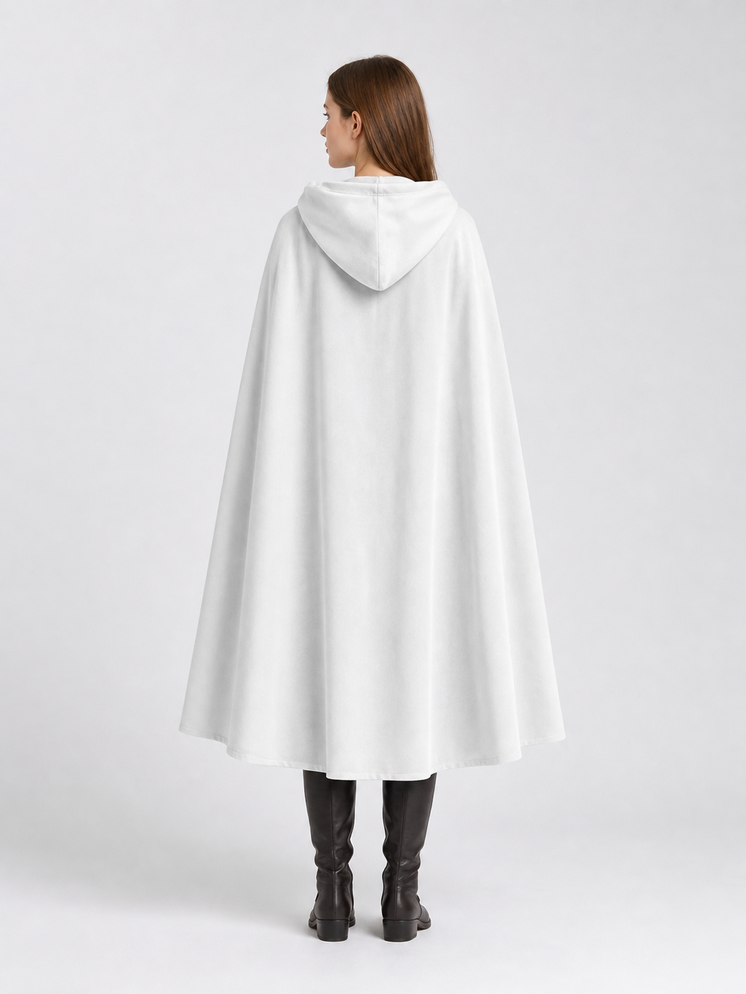 White medieval costume cloak with hood