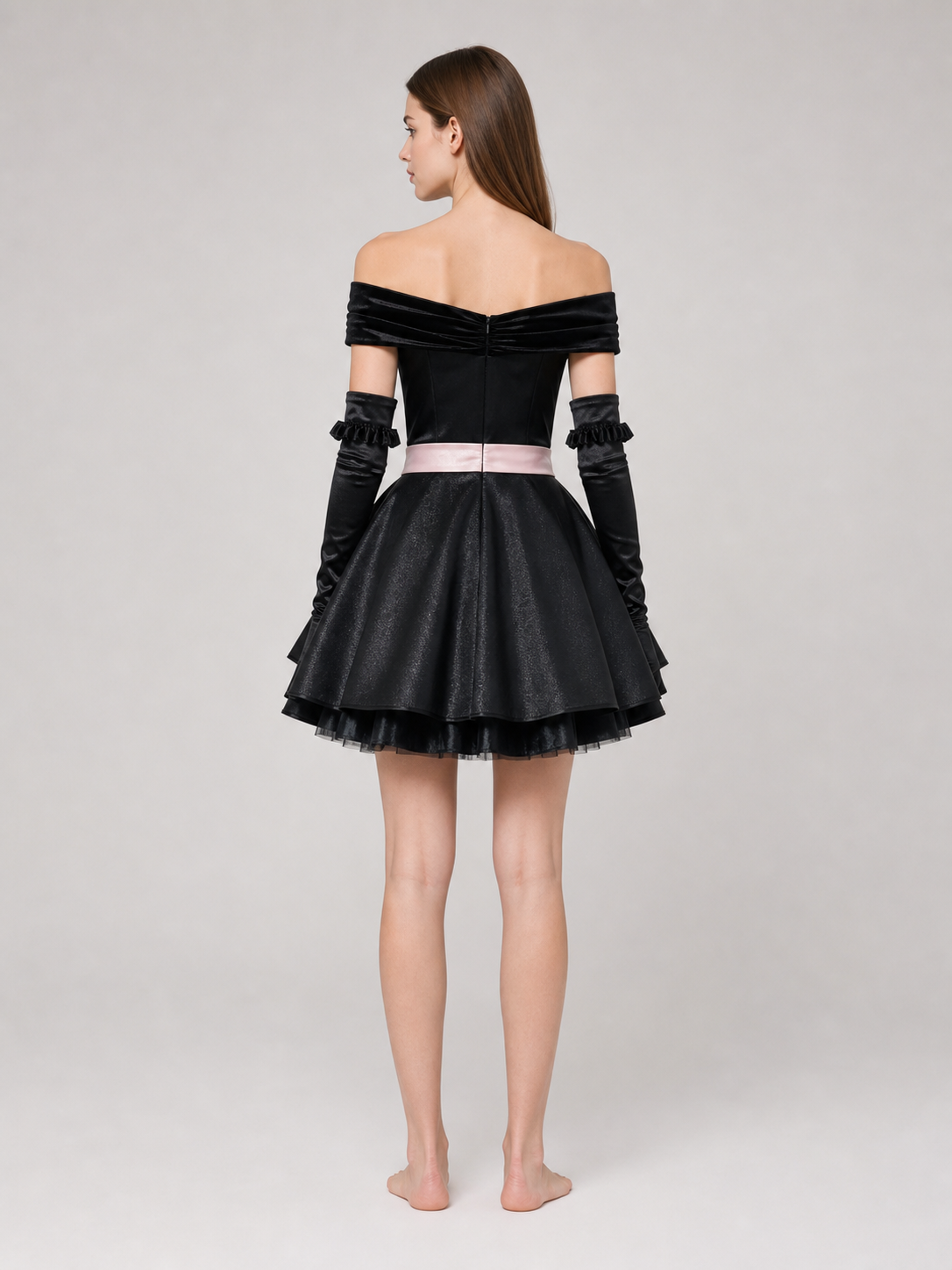 Gothic cosplay dress costume with gloves
