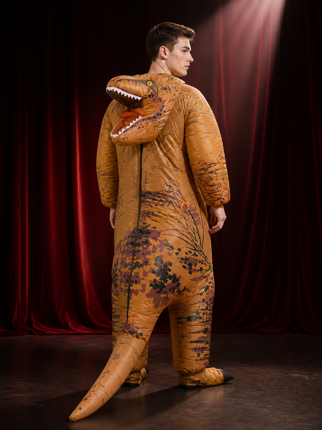Inflatable T-Rex Dinosaur Costume, Funny Halloween Outfit for Adults and back view