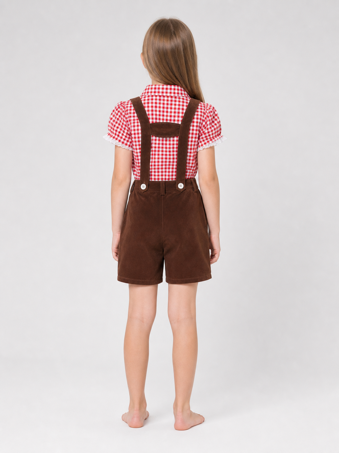 Folk-Style Costume: Plaid Shirt and Shorts back view 2