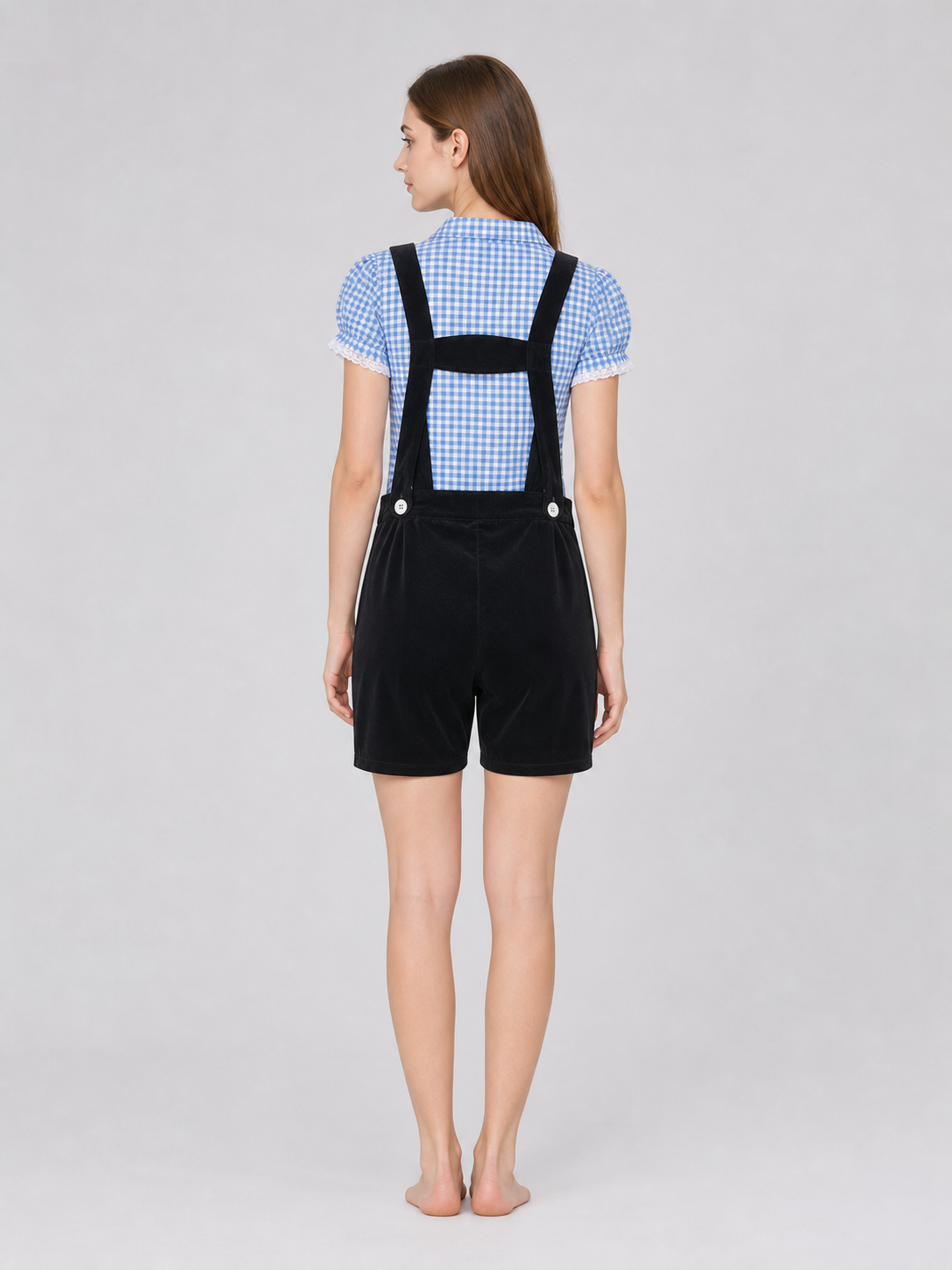 Suspenders Set: Plaid Shirt and Shorts