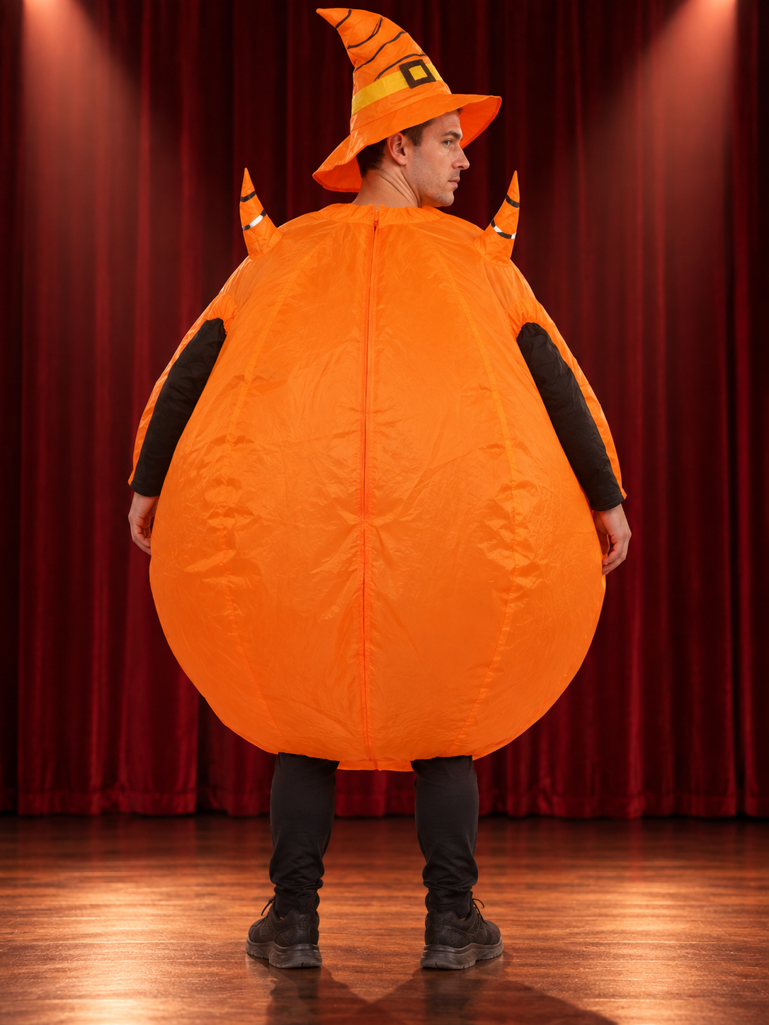 Inflatable Pumpkin Carnival Costume with Fan and Hat