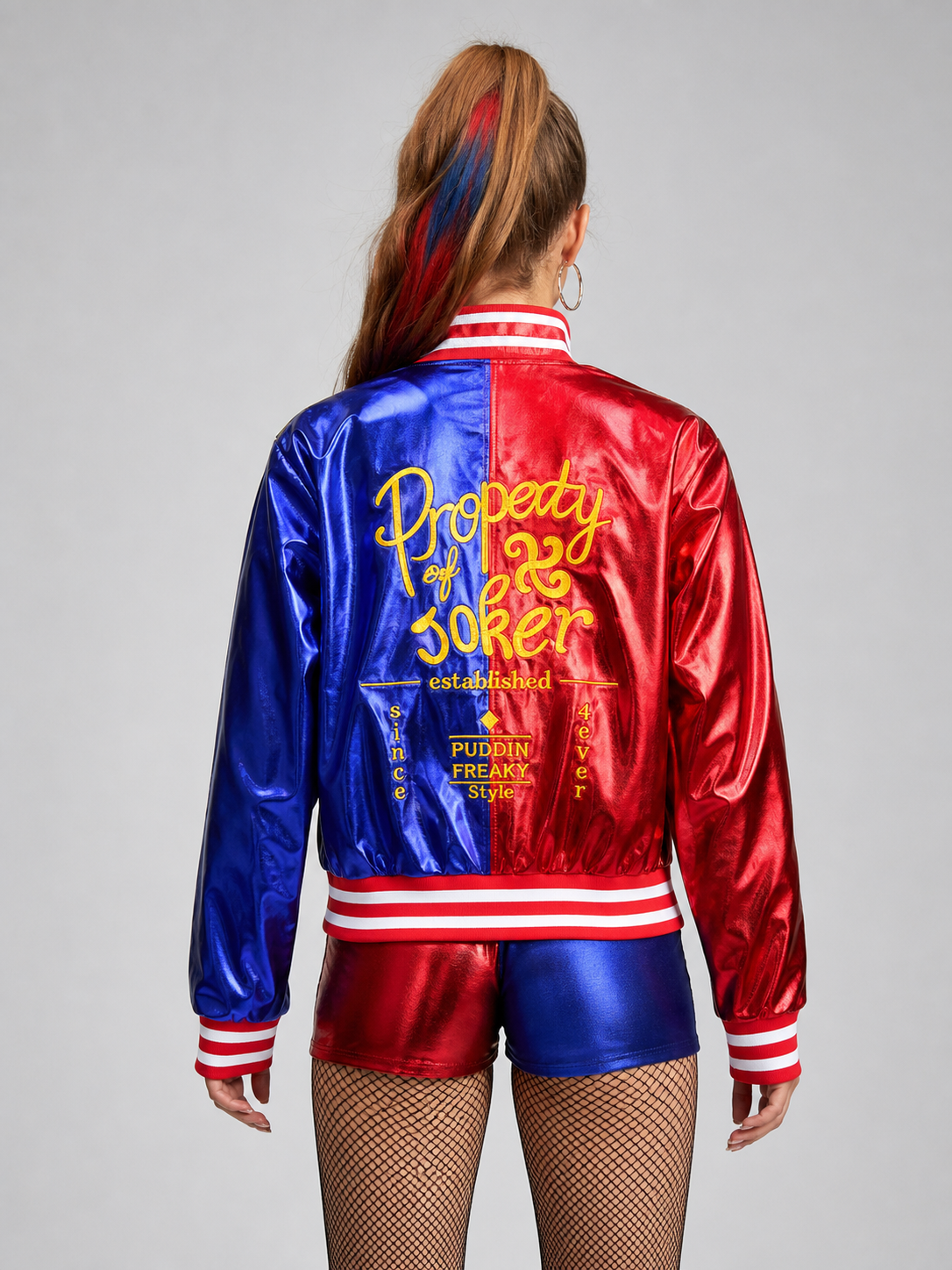 Harley Quinn Bomber Jacket for Parties and Stage back view