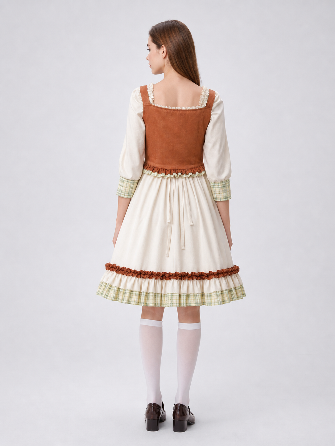 Folk-Style Costume Dress with Scarf back view