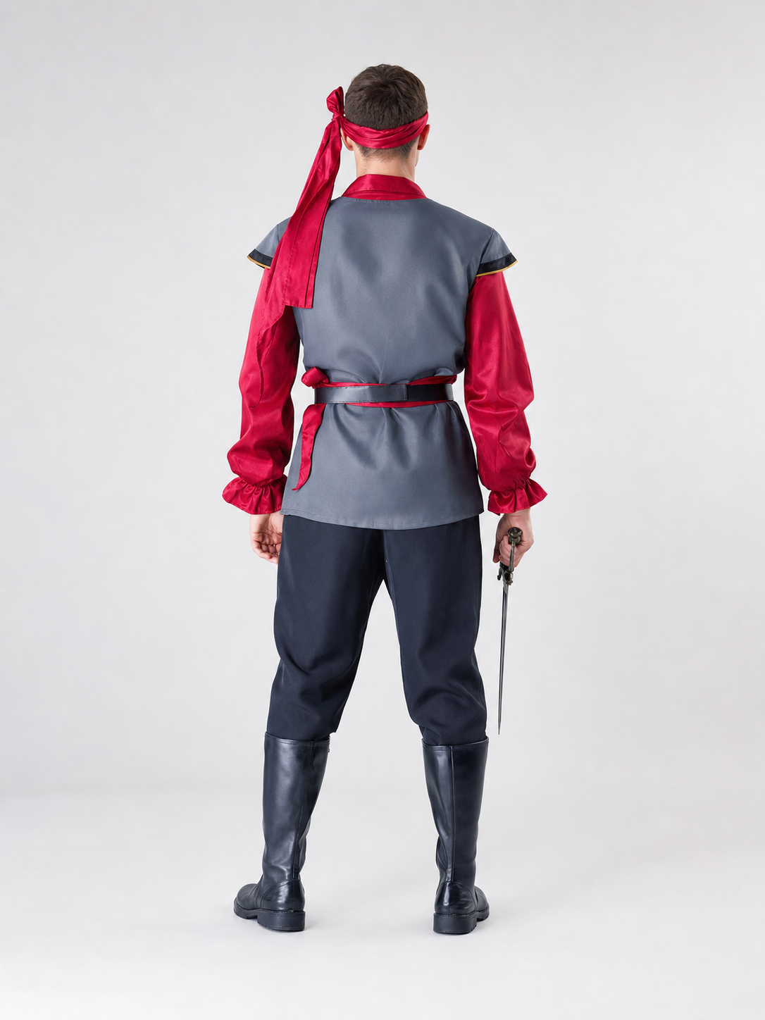 Pirate cosplay and Halloween costume with accessories back view