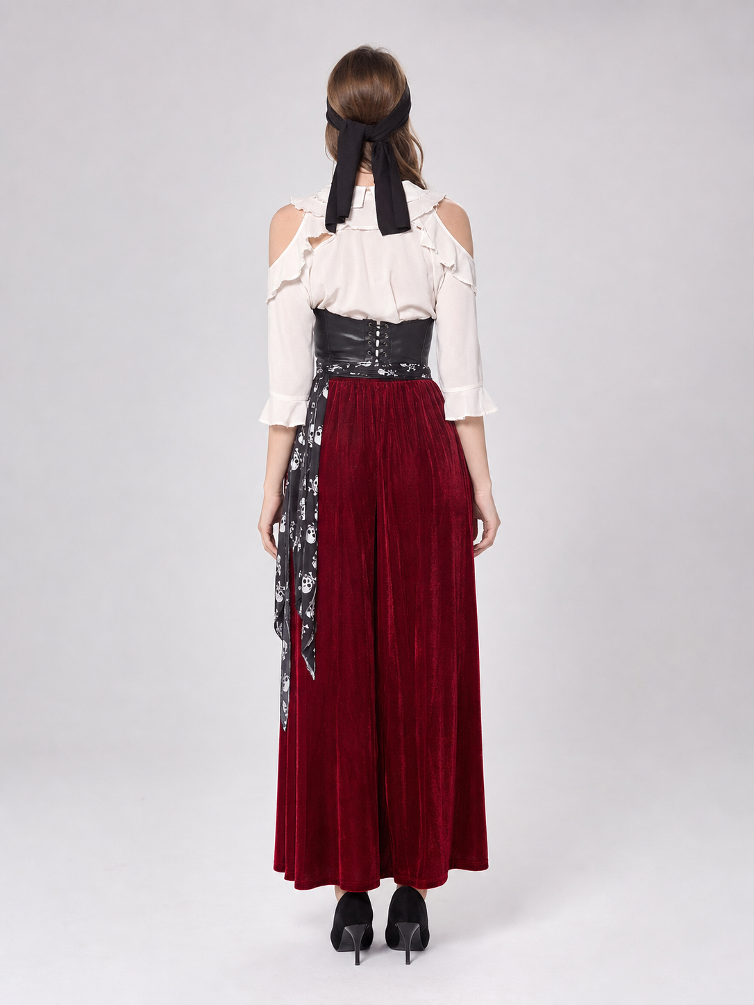 Pirate Cosplay Costume: Skirt, Top, and Belt back view